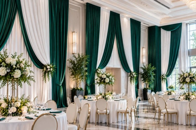 Event venue with professional fabric draping along the walls